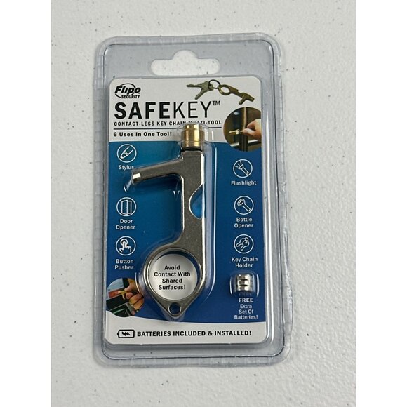 Flipo Security Safekey 6-In-1 Keychain Tool: Stylus Flashlight Bottle Opener Doo - Picture 3 of 5